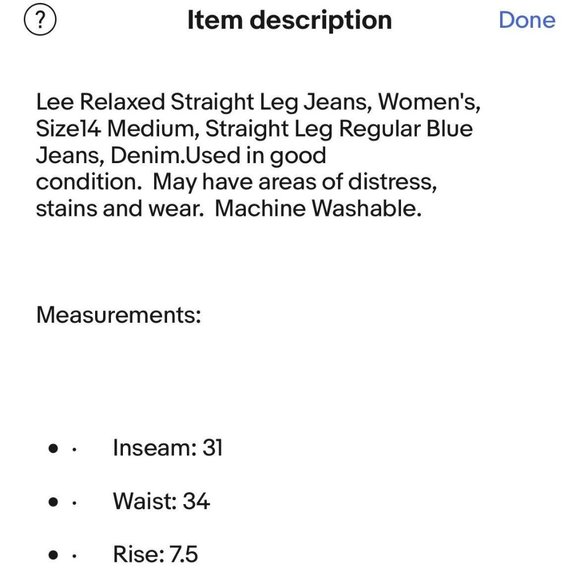 Lee Relaxed Jeans Womens 14 Medium Straight Leg Regular Blue jeans Denim - Picture 13 of 13